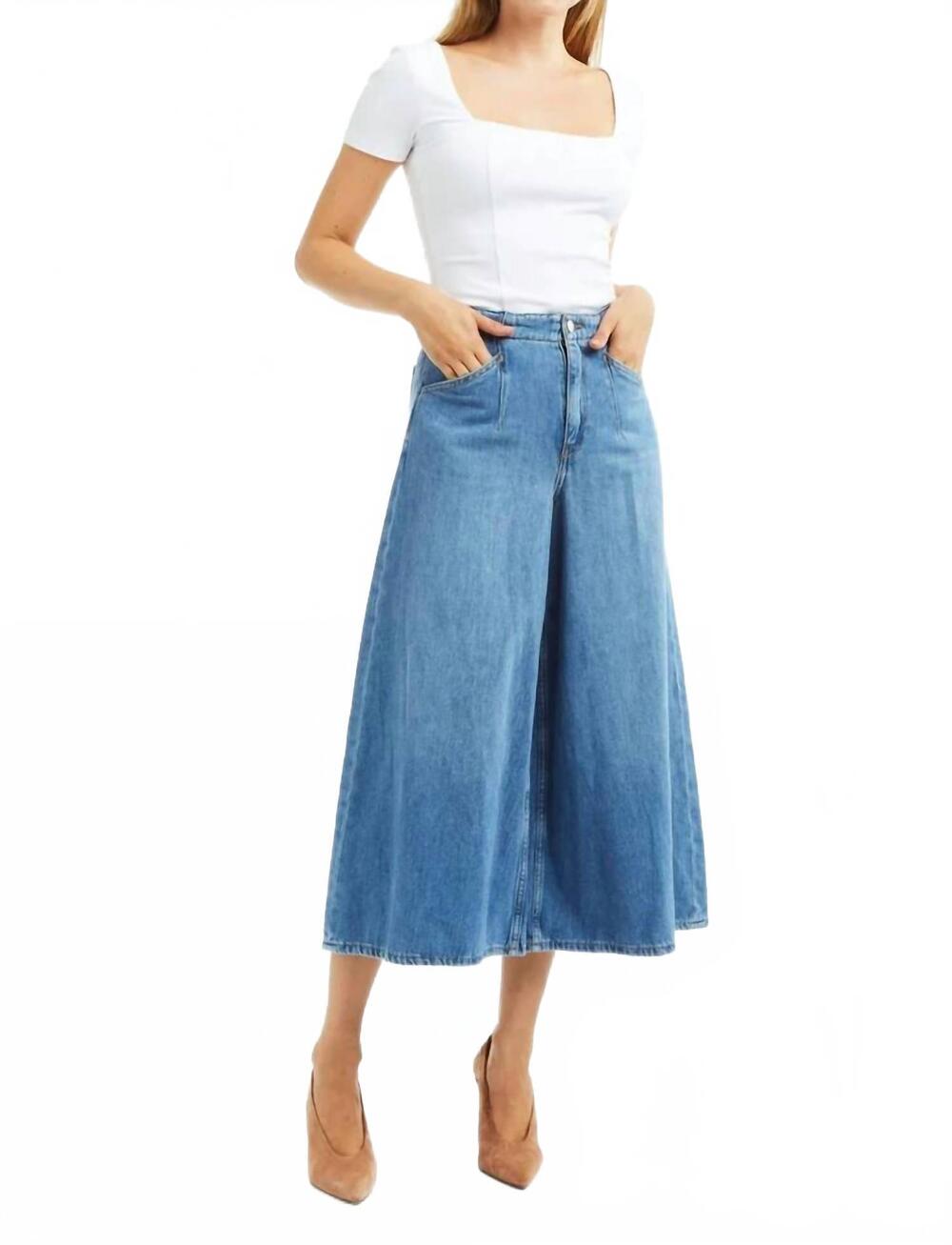 NEW TRACTR culotte jeans with back waist buckle in denim